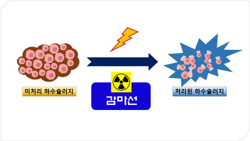 감마선으로 수질오염을 막는 원리는 설명하고 있다.